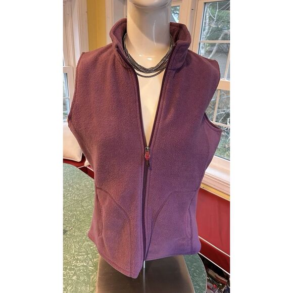 Woolrich Womens Full Zip Fleece Vest Size M‎ Pockets Purple - Picture 1 of 3